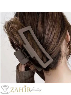 Огромна тъмнокафява щипка за тежка коса, размери 12 на 6 см,  материал матов силикон - ST1224